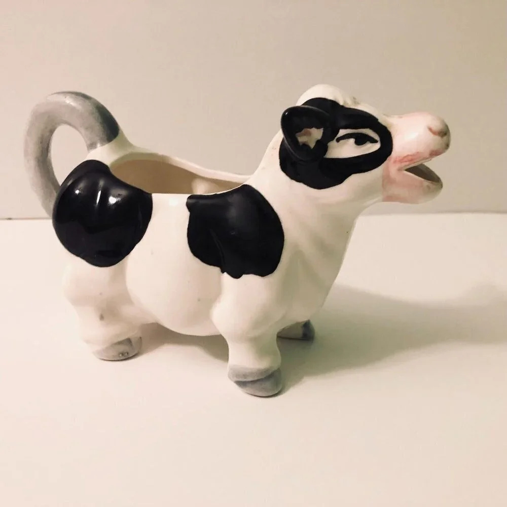 Vintage Ceramic Cow Creamer Figurine 6 Inch Long Taiwan